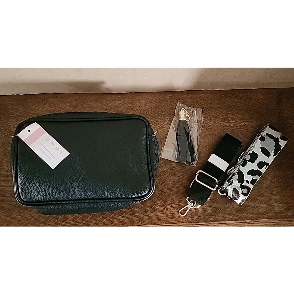 Unni Black Crossbody Bag. Bag Charm And 2 Removeable Straps